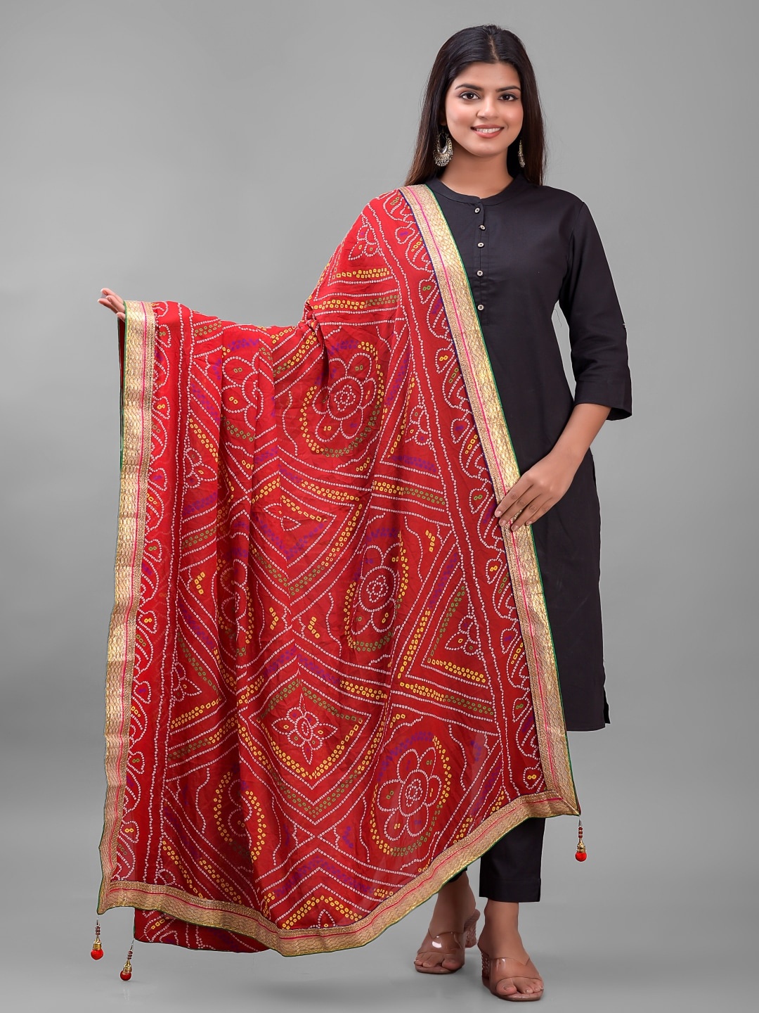 

Apratim Dyed Bandhani Dupatta, Red