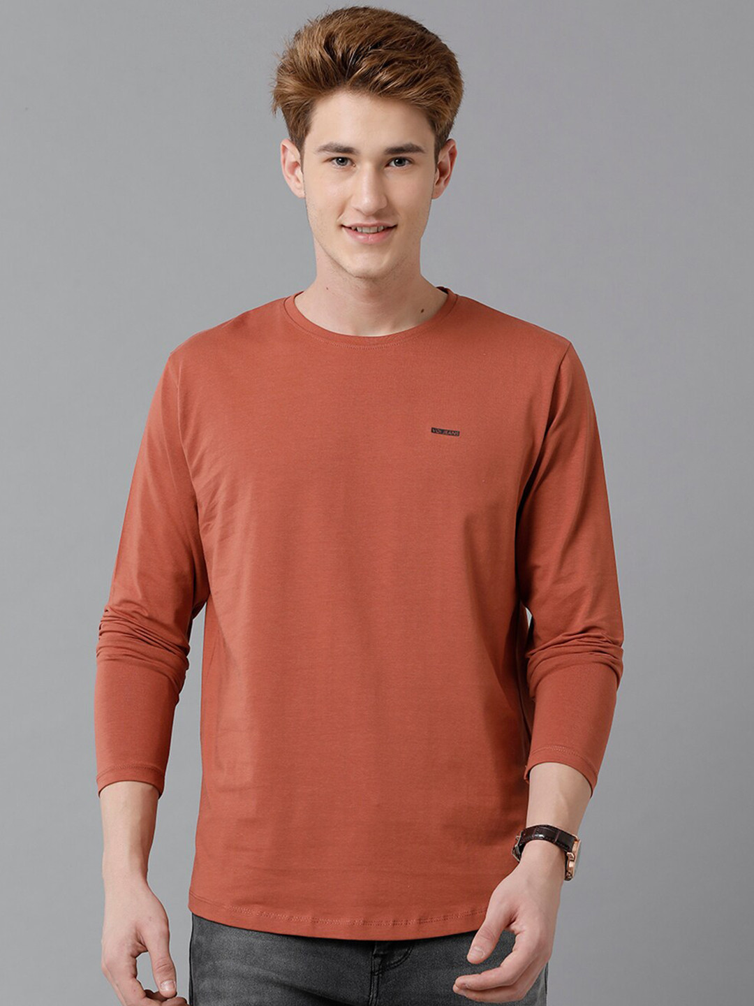

Voi Jeans Men Round Neck T-shirt, Rust