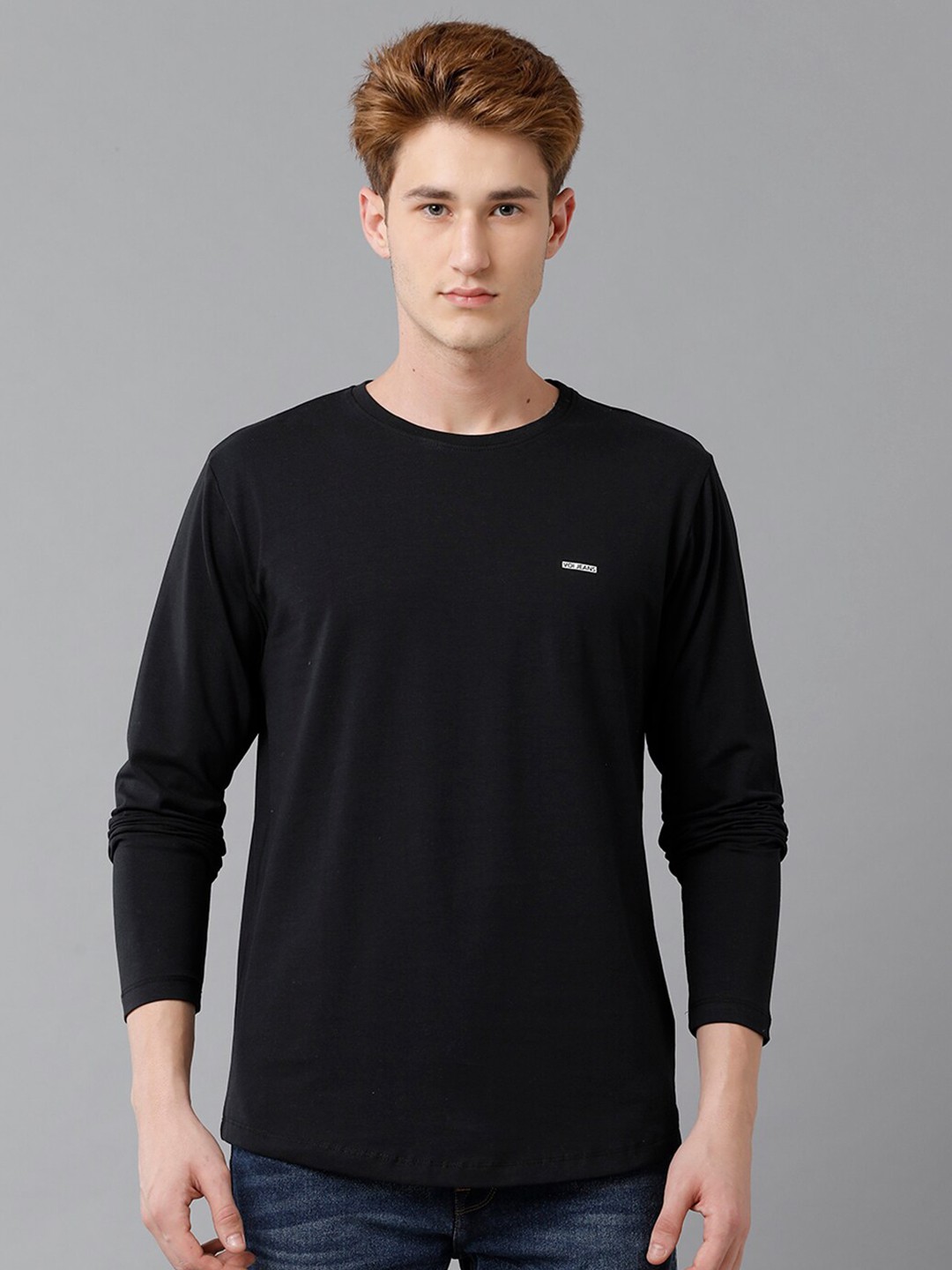 

Voi Jeans Men Round Neck Full Sleeves T-shirt, Black