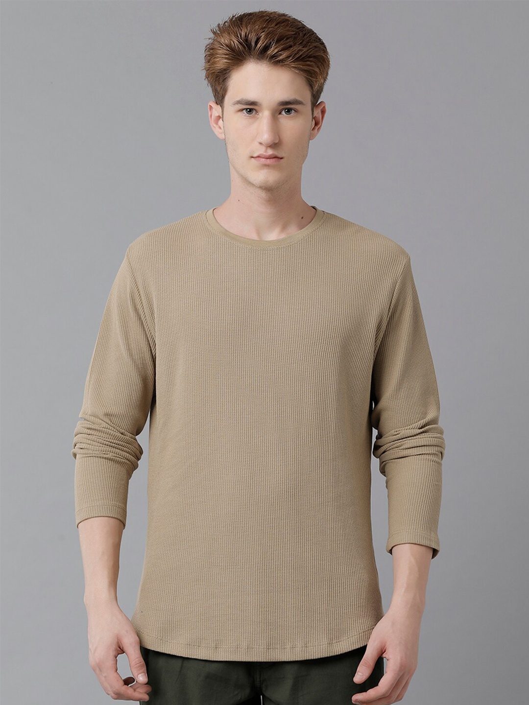 

Voi Jeans Men Round Neck T-shirt, Brown