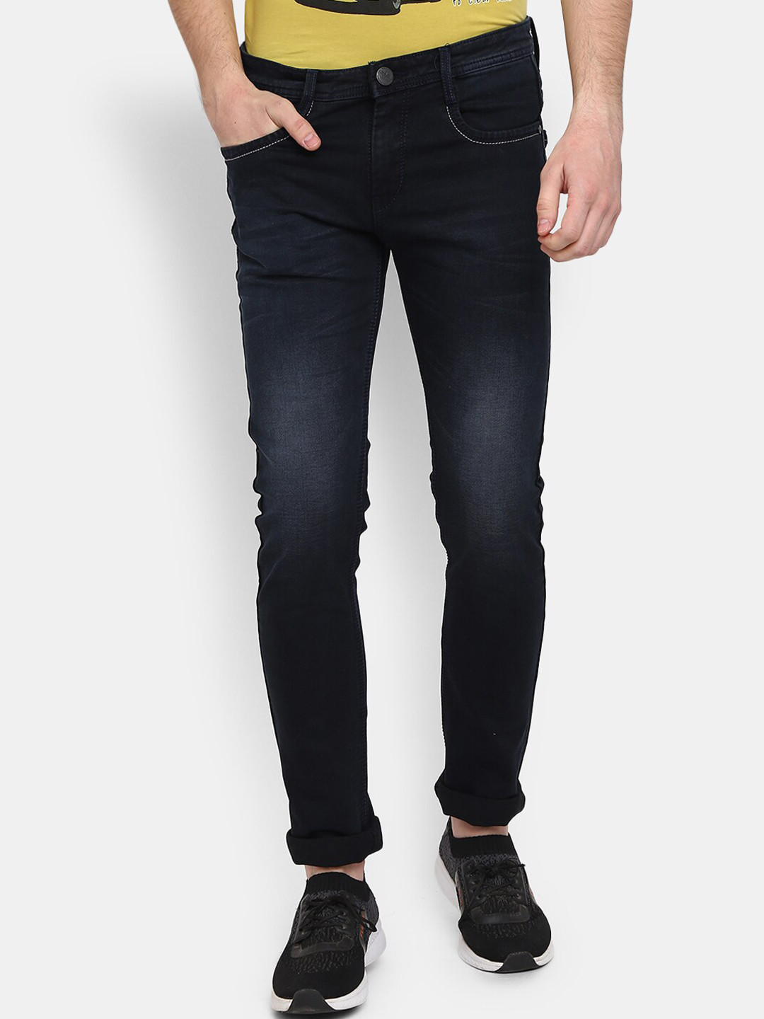 

V-Mart Men Cotton Light Fade Jeans, Black