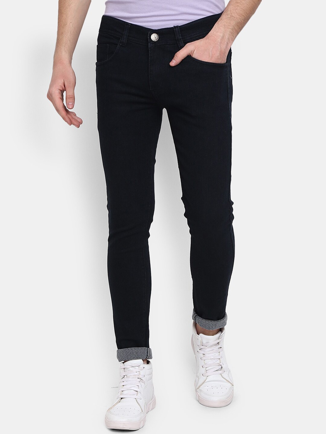 

V-Mart Men Regular Fit Mid-Rise Cotton Jeans, Black