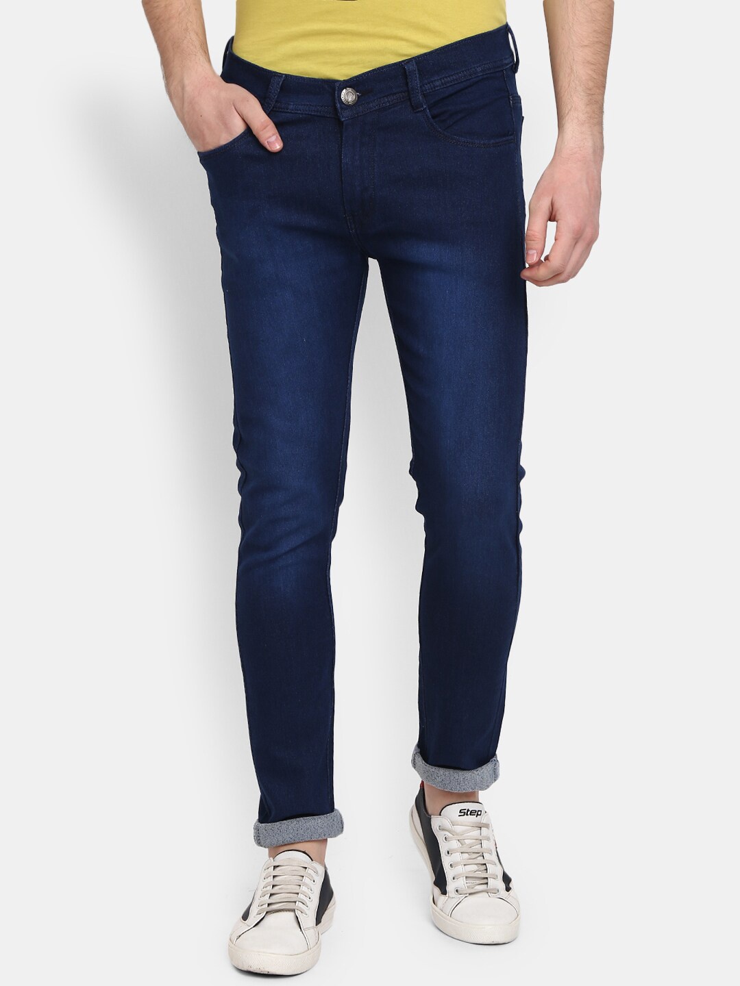 

V-Mart Men Cotton Regular Fit Mid-Rise Jeans, Navy blue