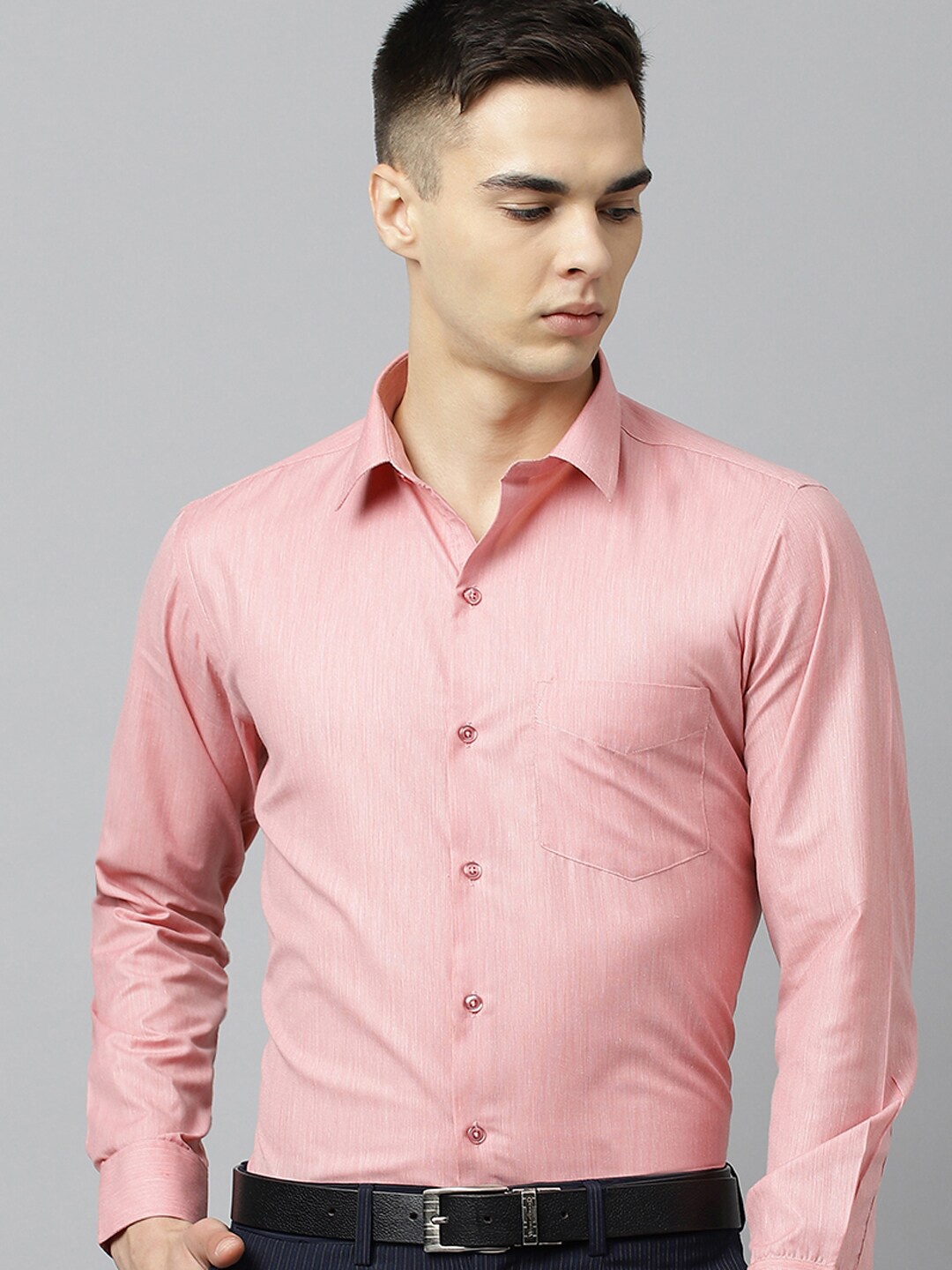 

English Navy Men Slim Fit Formal Shirt, Pink