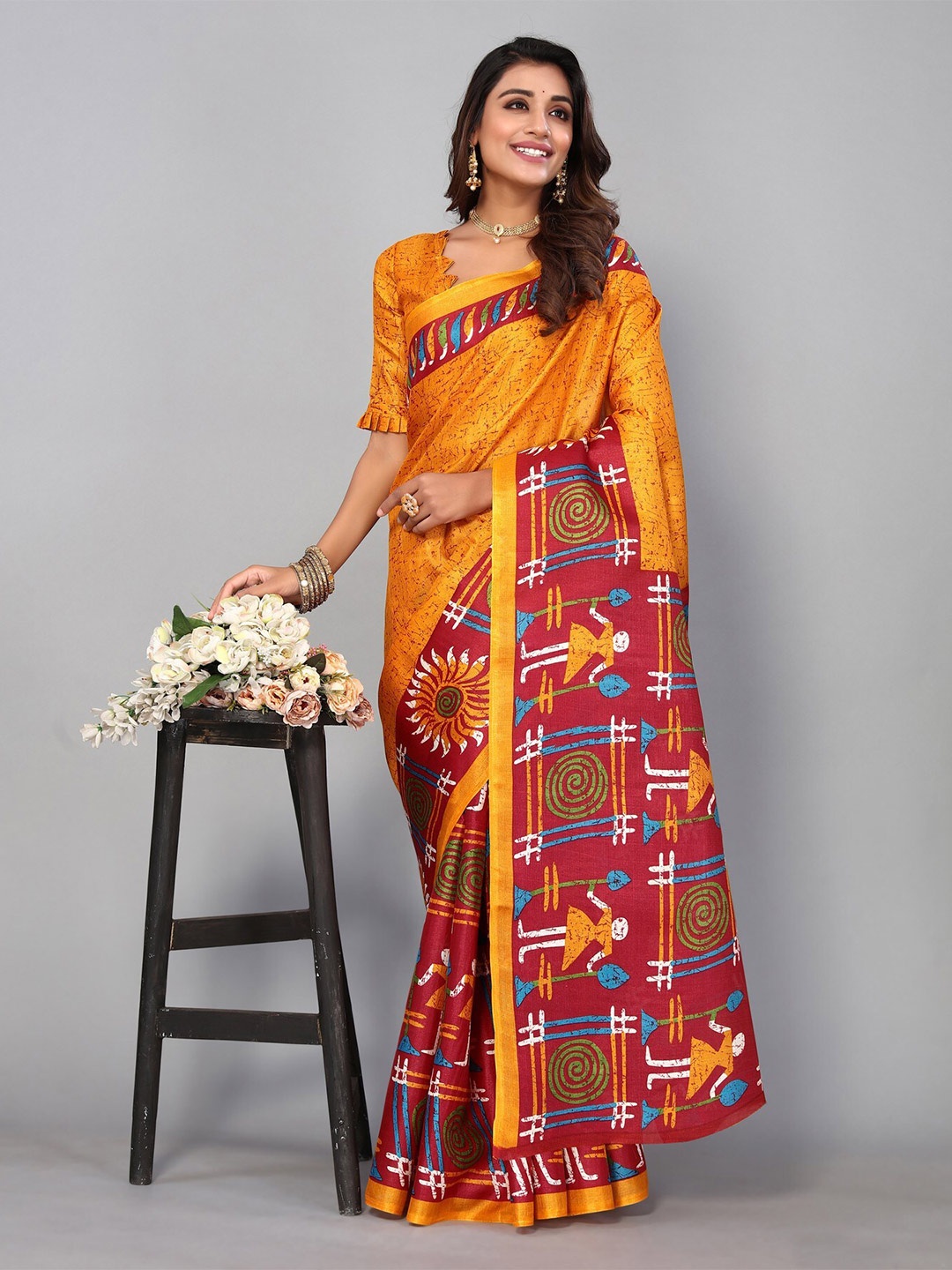 

Yashika Ethnic Motifs Printed Saree, Mustard