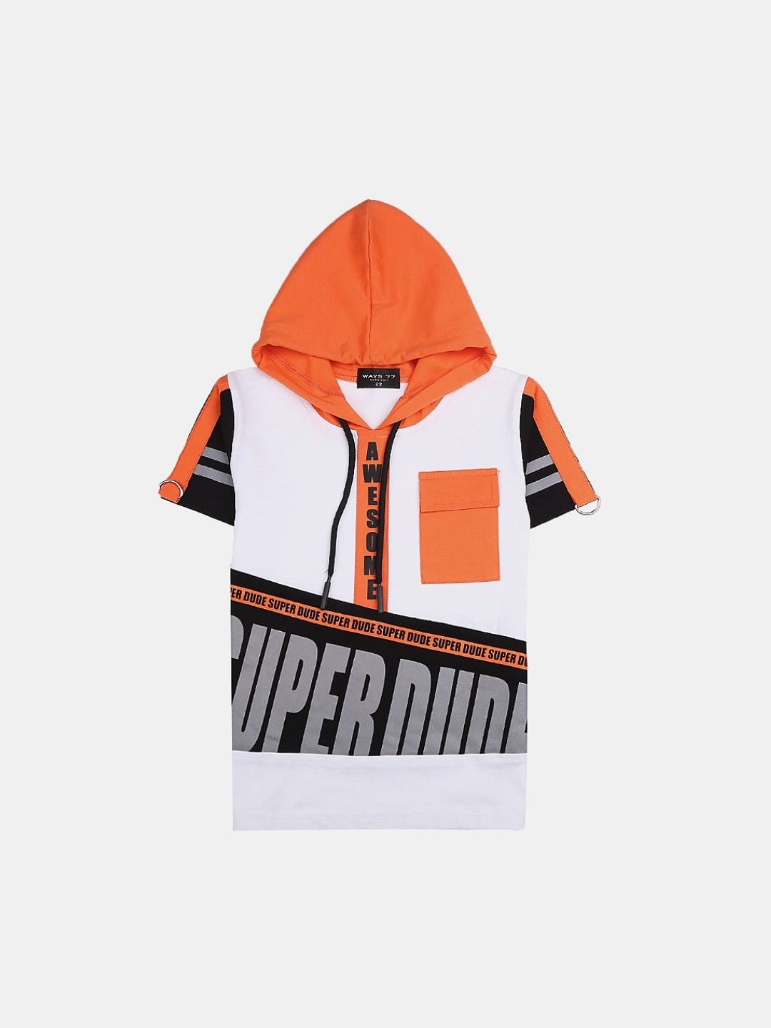 

V-Mart Boys Hooded Printed Cotton T-shirt, White