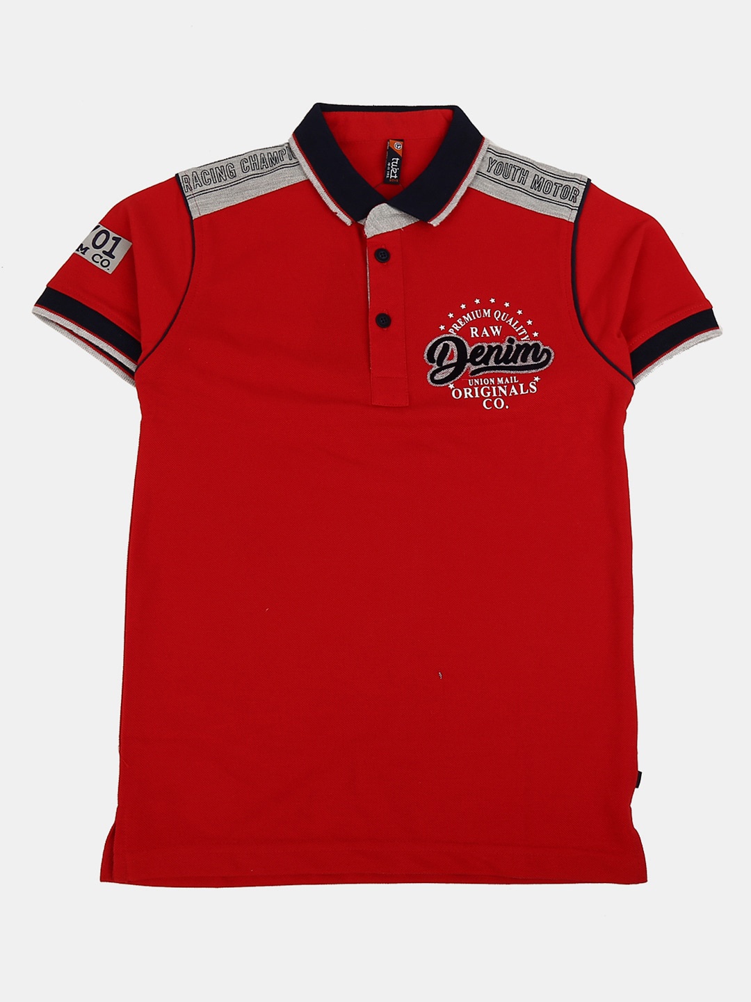 

V-Mart Boys Typography Printed Polo Collar Cotton T-shirt, Red