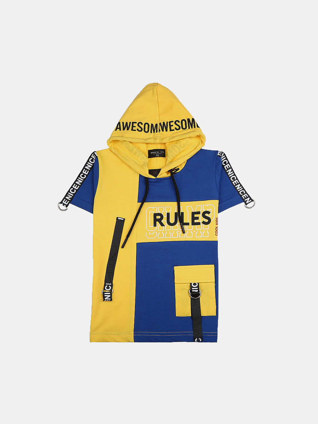 

V-Mart Boys Hooded Printed Cotton T-shirt, Yellow