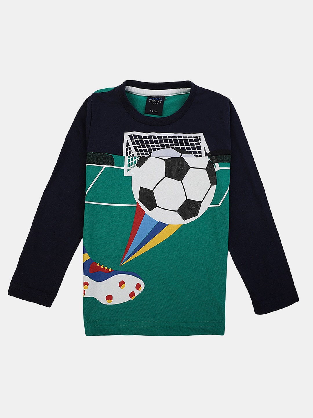 

V-Mart Boys Printed Round Neck Cotton T-shirt, Green