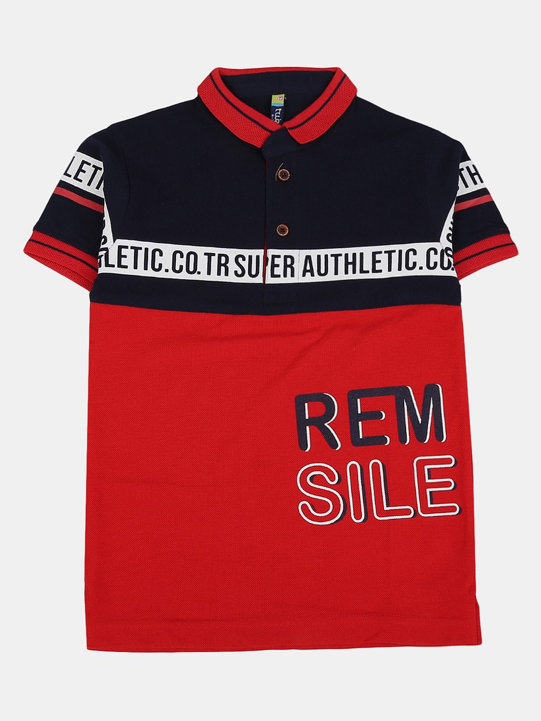 

V-Mart Boys Colourblocked Polo Collar Cotton T-shirt, Red