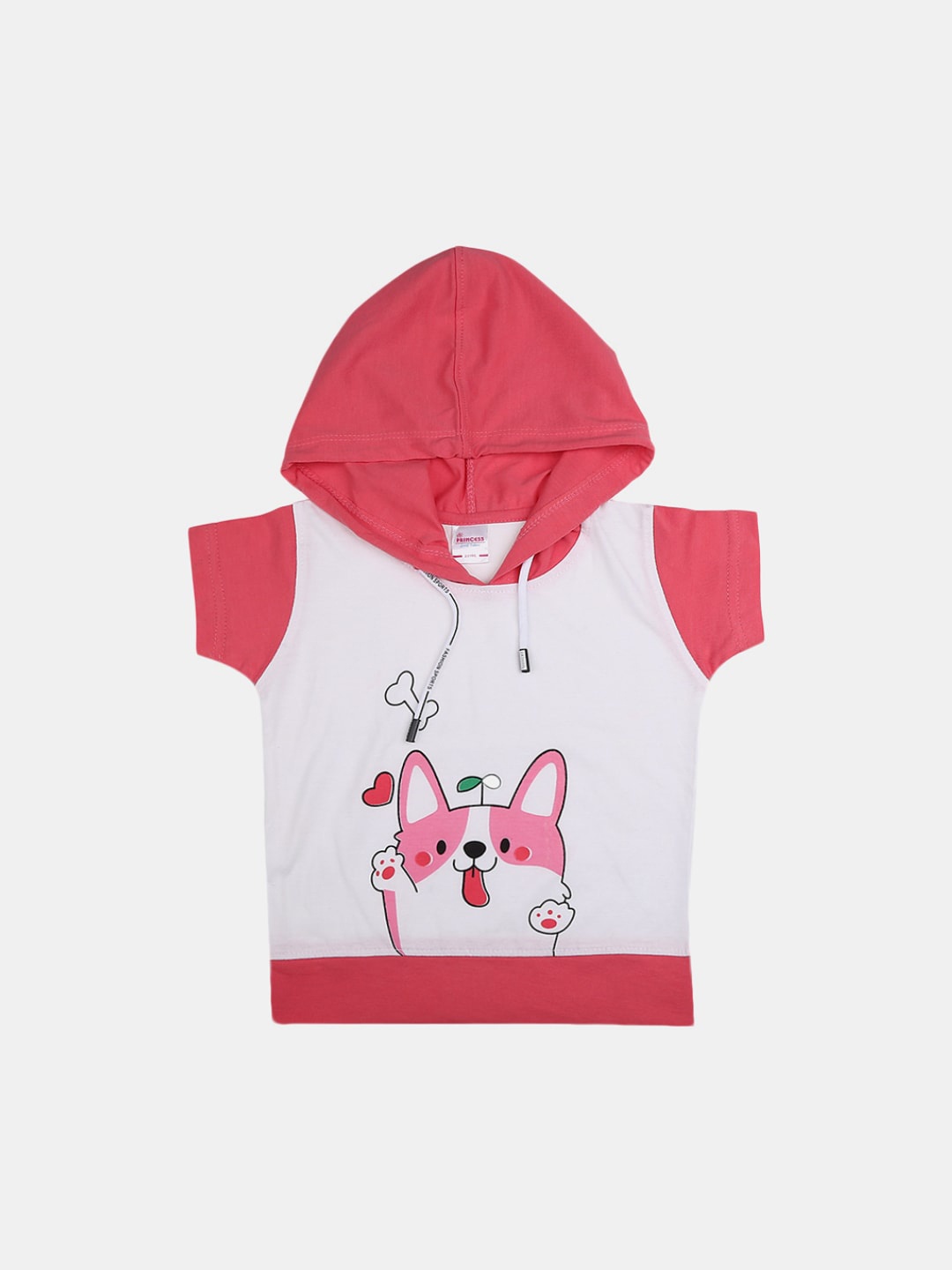

V-Mart Girls Printed Hooded Cotton T-shirt, White