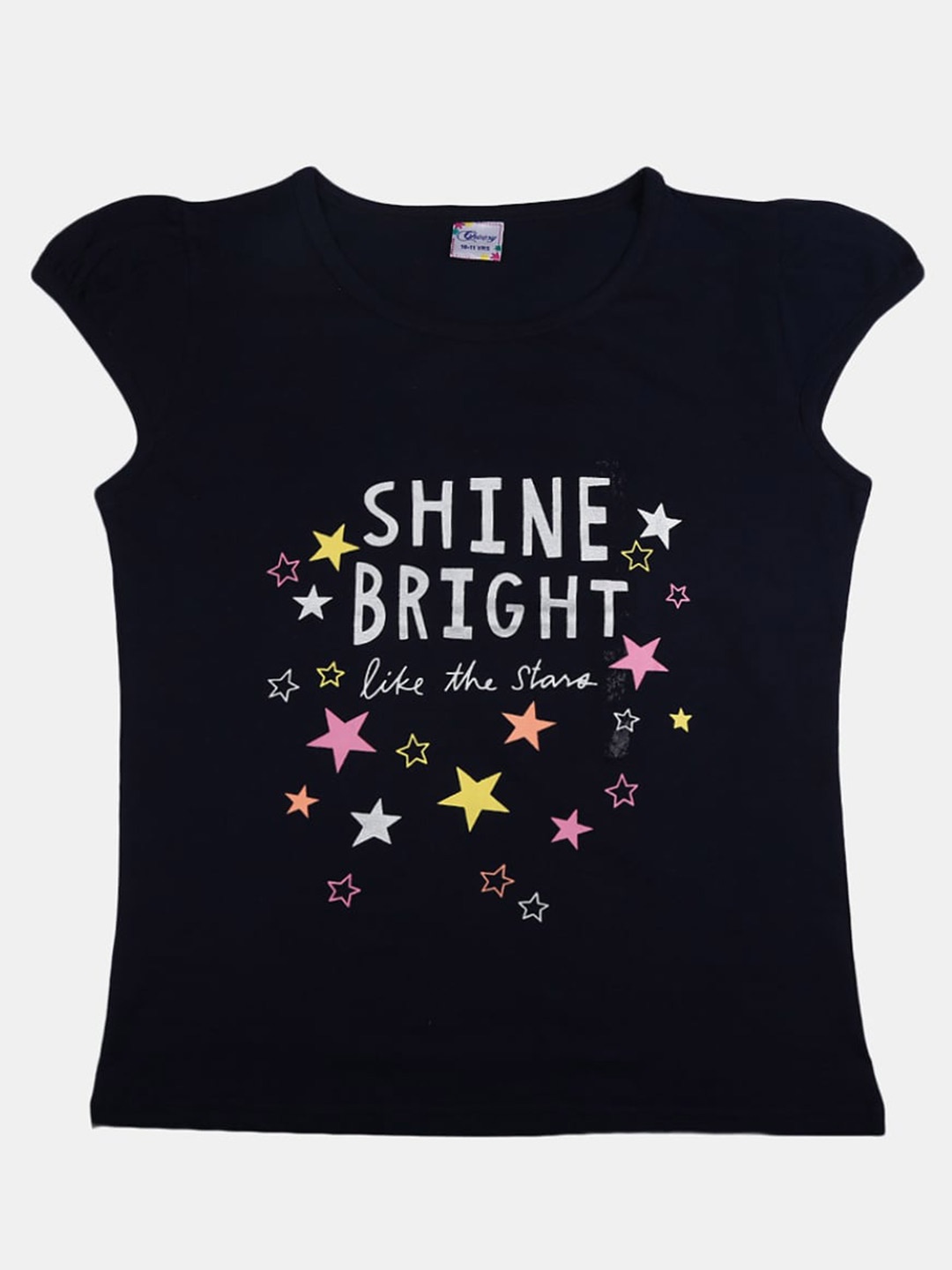 

V-Mart Girls Typography Printed Cotton T-shirt, Black