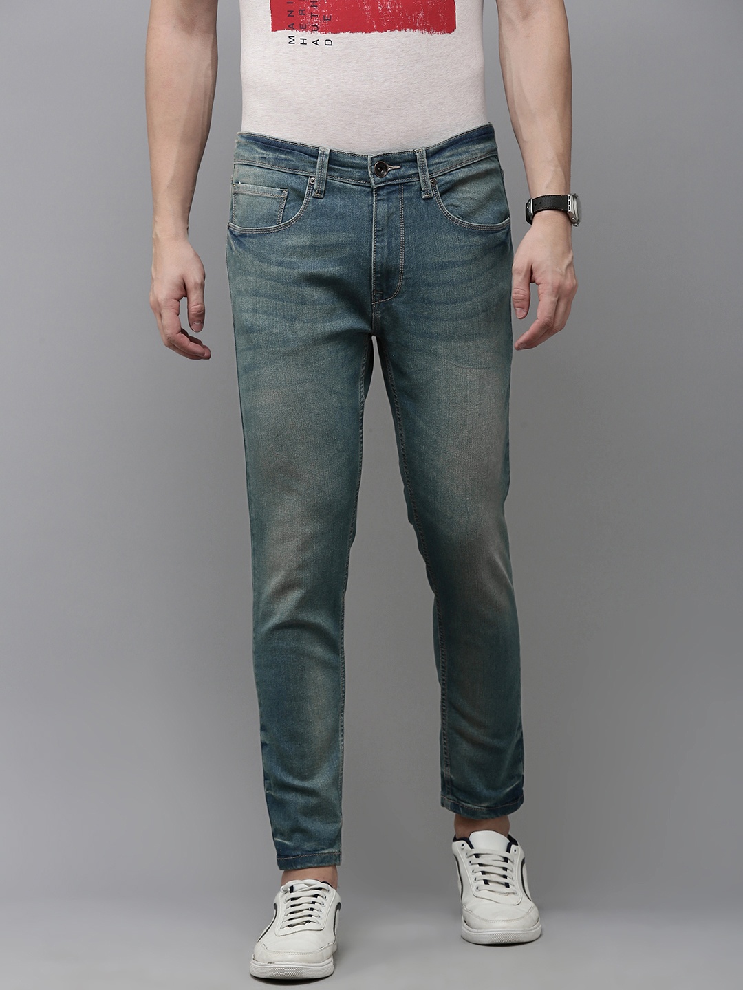 

Pepe Jeans Men Super Skinny Fit Heavy Fade Stretchable Jeans, Green