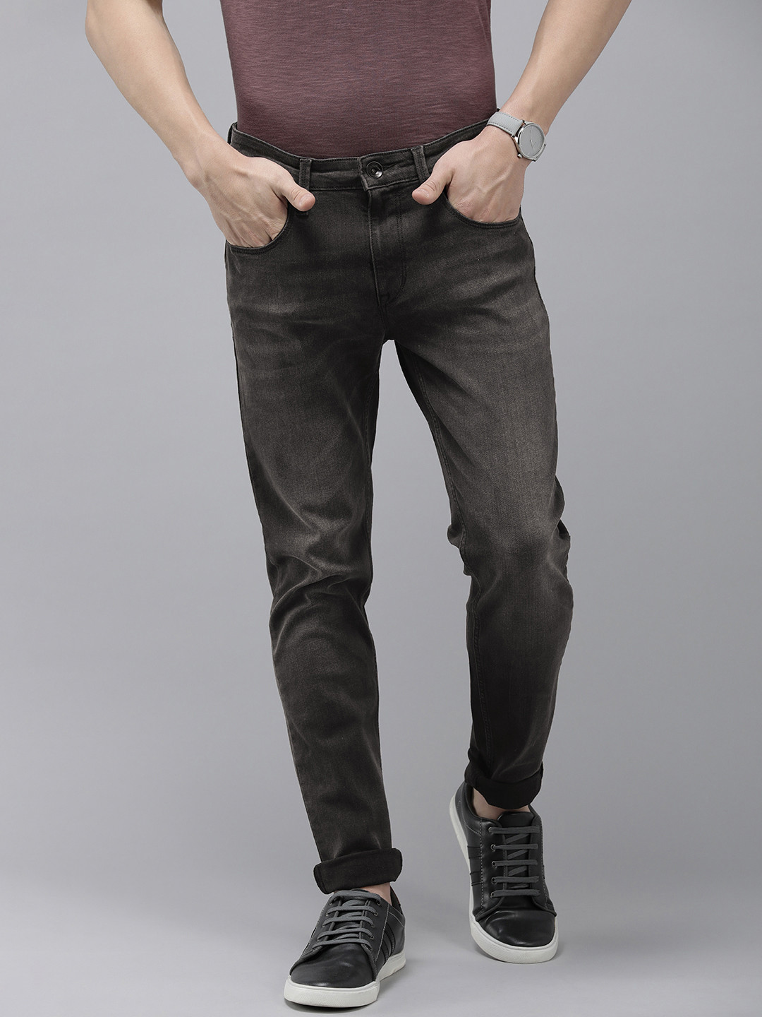 

Pepe Jeans Vapour Tapered Fit Low-Rise Heavy Fade Stretchable Jeans, Grey