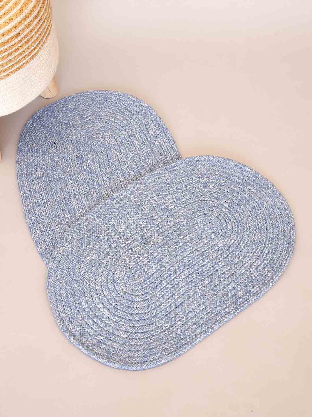 

Ariana 2Pcs Blue Braided 1600 GSM Oval-Shaped Reversible Bath Rugs