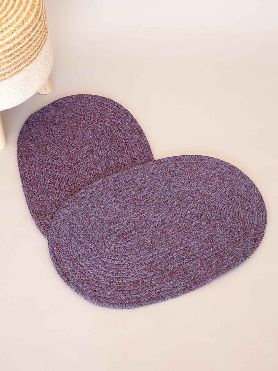 

Ariana 2 Pcs Purple Braided 1600 GSM Anti-Skid Oval-Shaped Reversible Bath Rugs