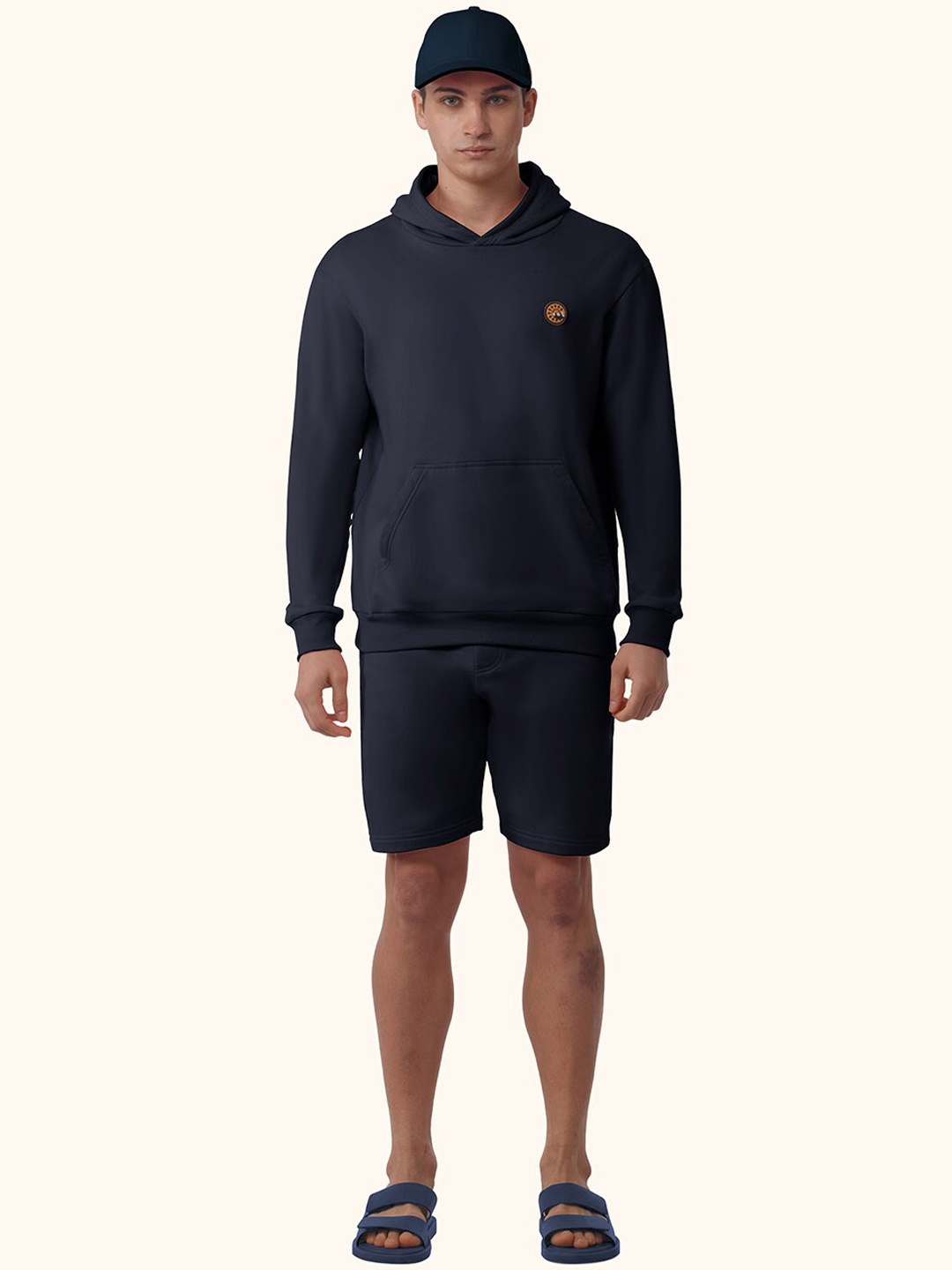 

PANGOLIN Men 4-Way Stretchable & Sweat-Wicking Shorts, Navy blue