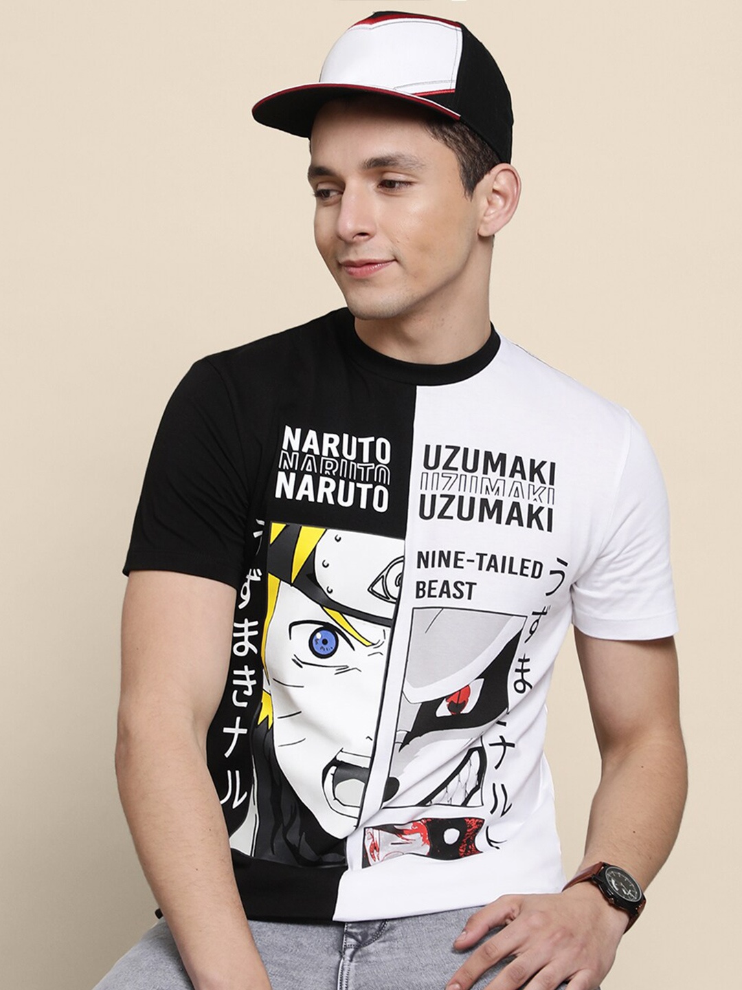 

Free Authority Men Naruto Printed T-shirt, White