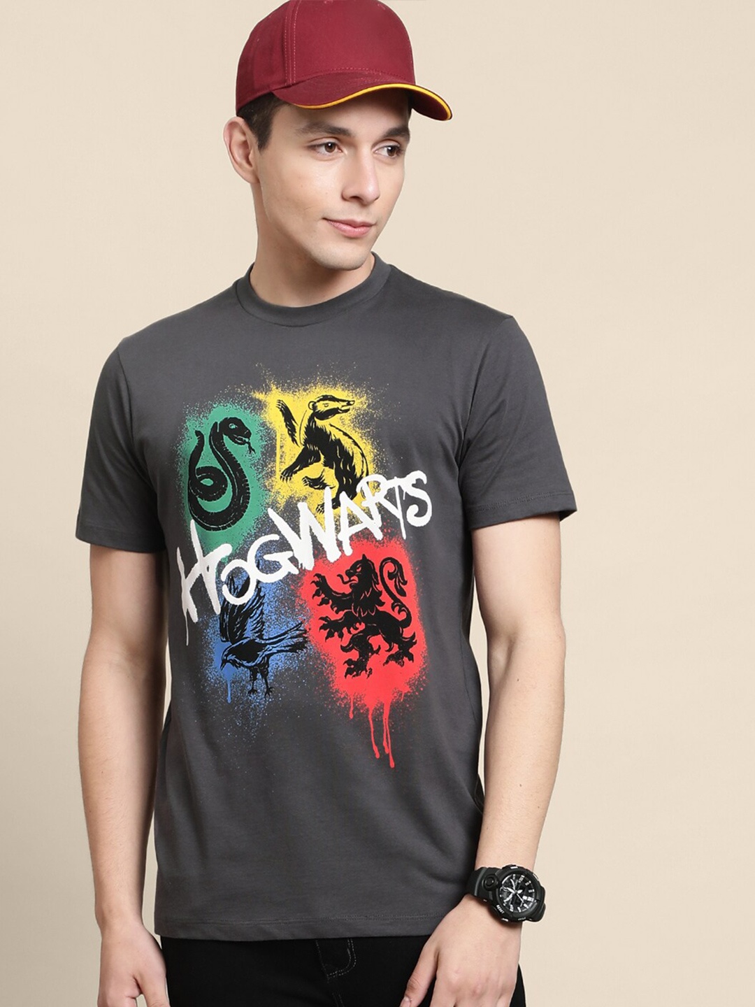 

Free Authority Harry Potter Printed Tshirt For Men, Grey