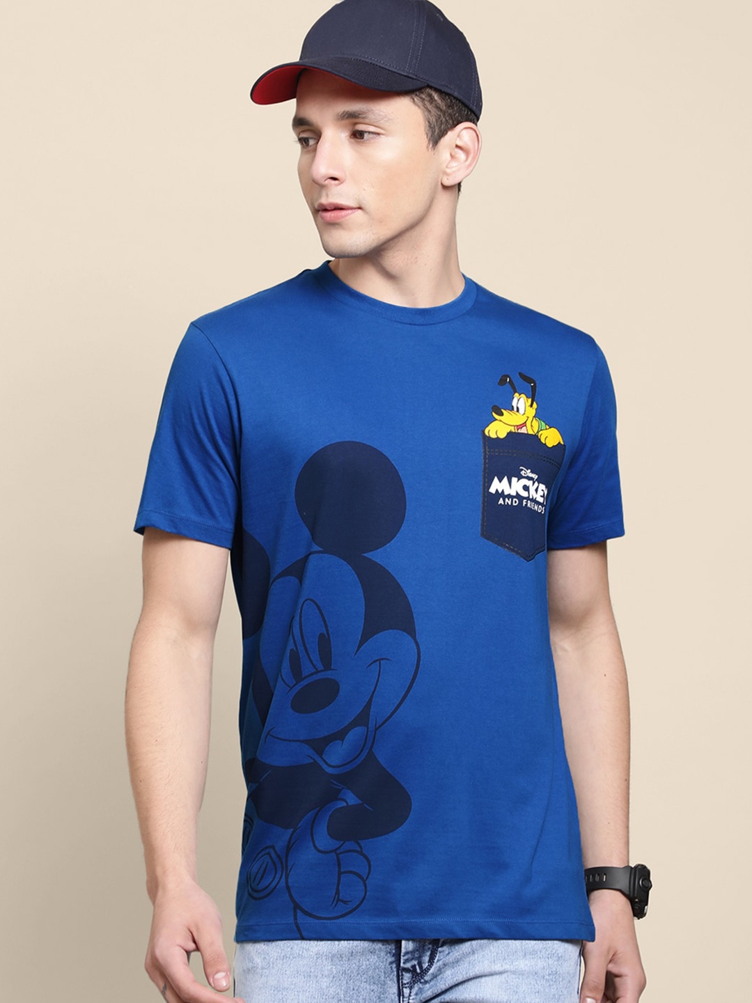 

Free Authority Men Mickey & Friends Printed Cotton T-shirt, Blue