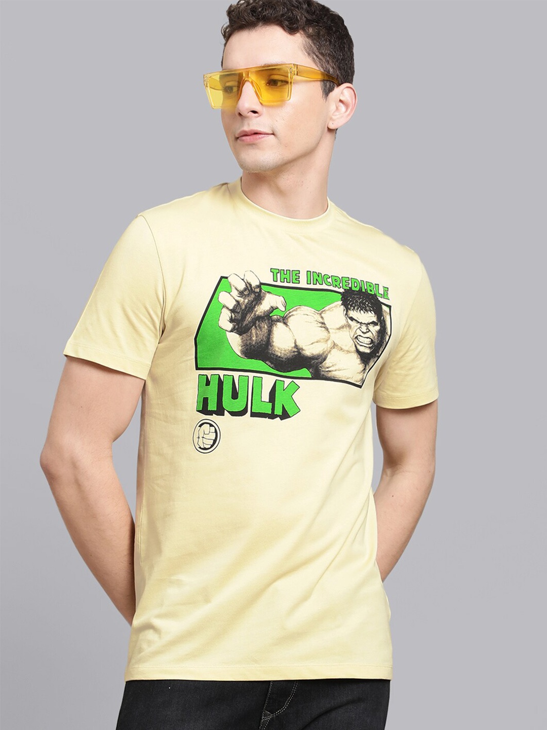 

Free Authority Hulk Printed Cotton T-shirt, Yellow