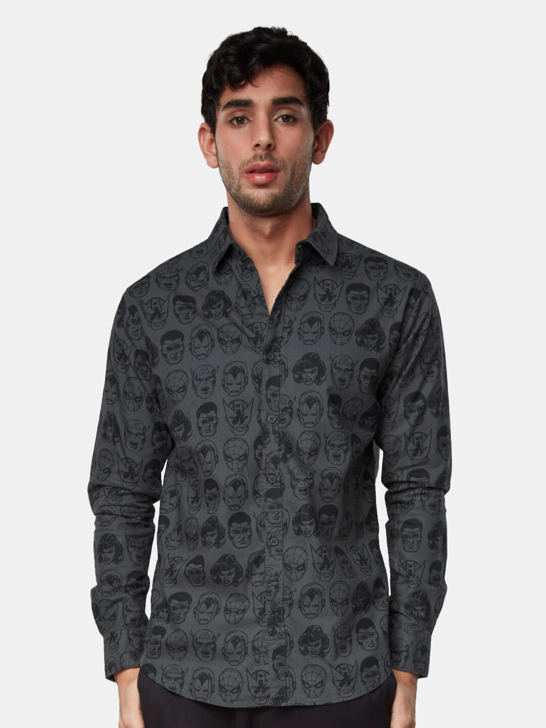 

The Souled Store Men Printed Cotton Casual Shirt, Grey