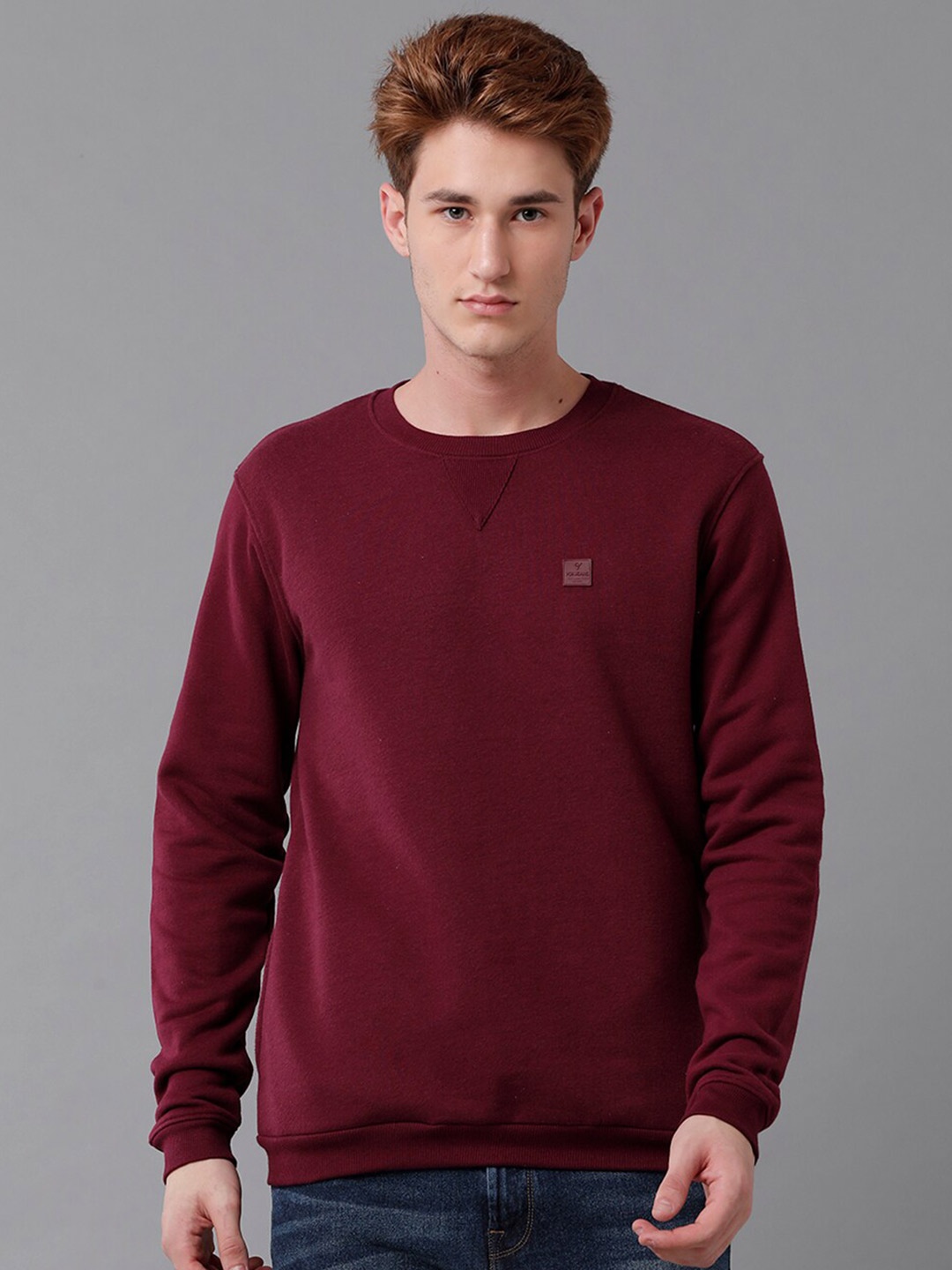 

Voi Jeans Men Fleece Sweatshirt, Maroon