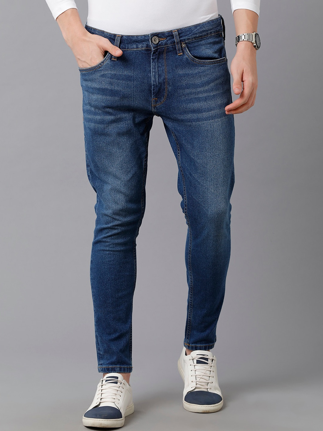 

Voi Jeans Men Skinny Fit Heavy Fade Stretchable Jeans, Blue