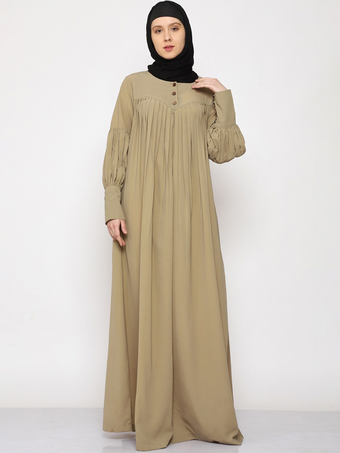 

MOMIN LIBAS Cuffed Sleeves Abaya Burqa, Beige