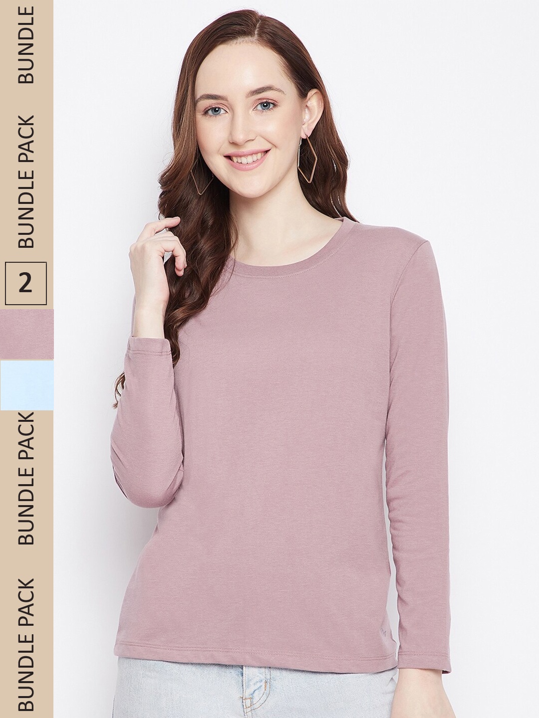

Plagg Women Pack of 2 Cotton Round Neck T-shirt, Purple