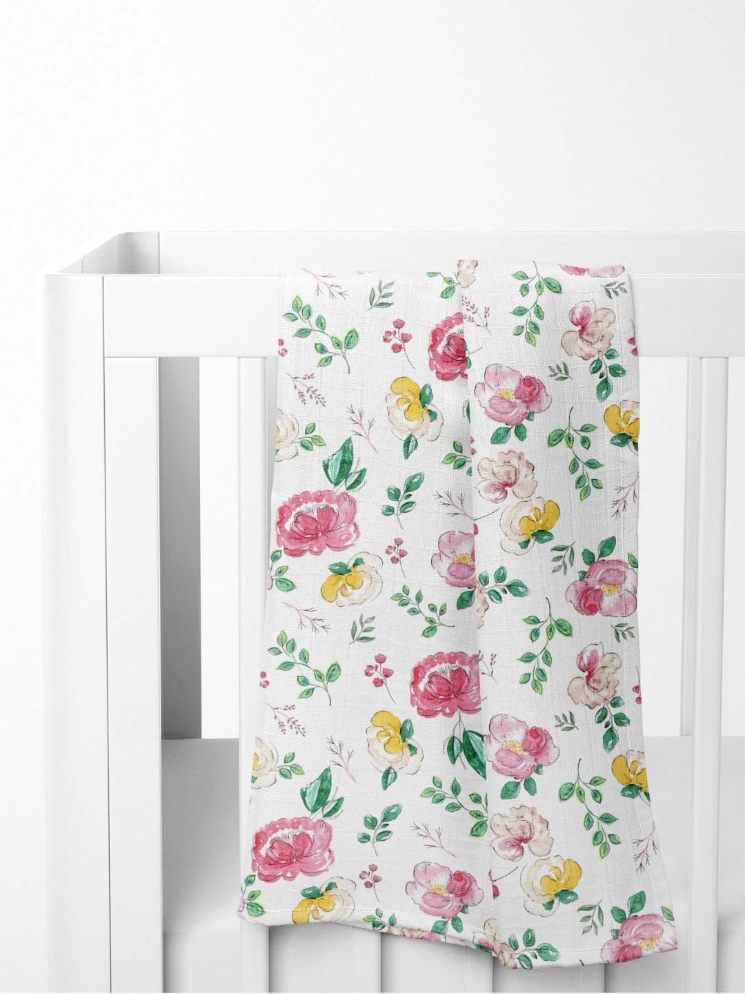 

haus & kinder Kids Set Of 4 Printed Pure Cotton Muslin Swaddle Wrap, White
