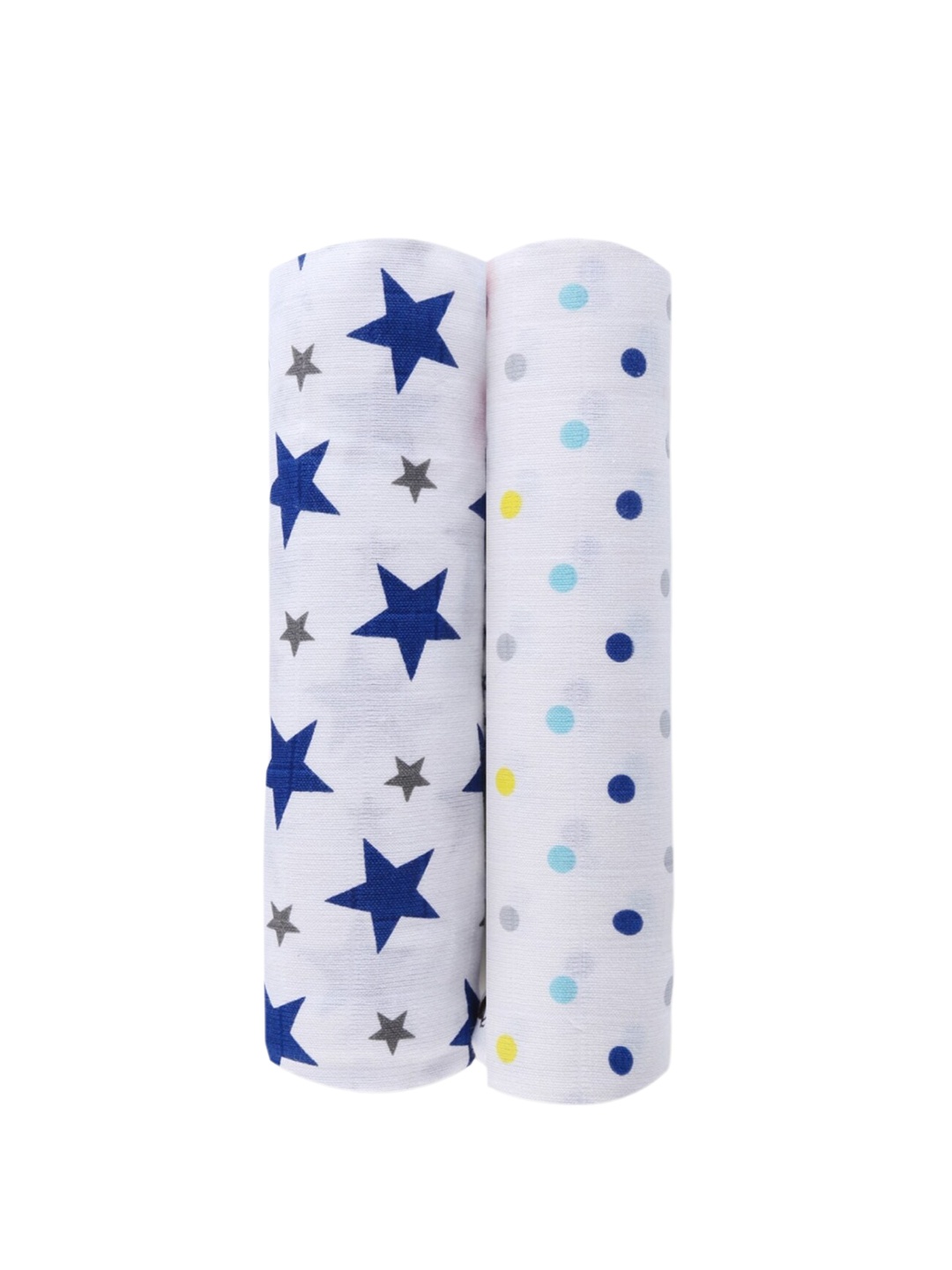 

haus & kinder Infants Set of 2 Printed Pure Cotton Muslin Swaddle Wrap, White