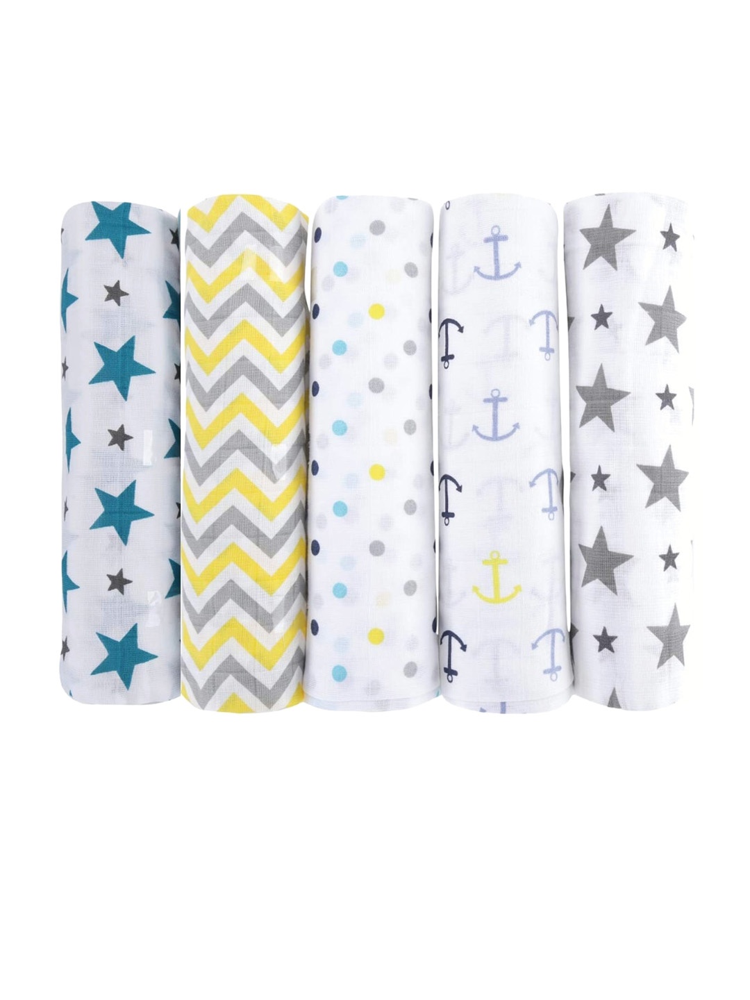 

haus & kinder Infants Set Of 5 Pure Cotton Muslin Swaddle Wrap, White