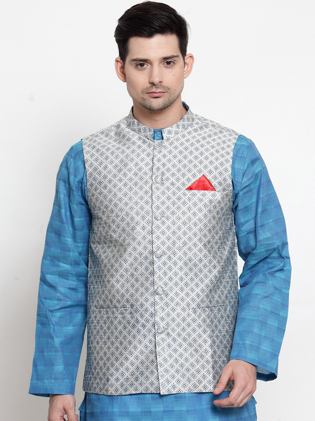

NEUDIS Men Woven Design Nehru Jackets, White