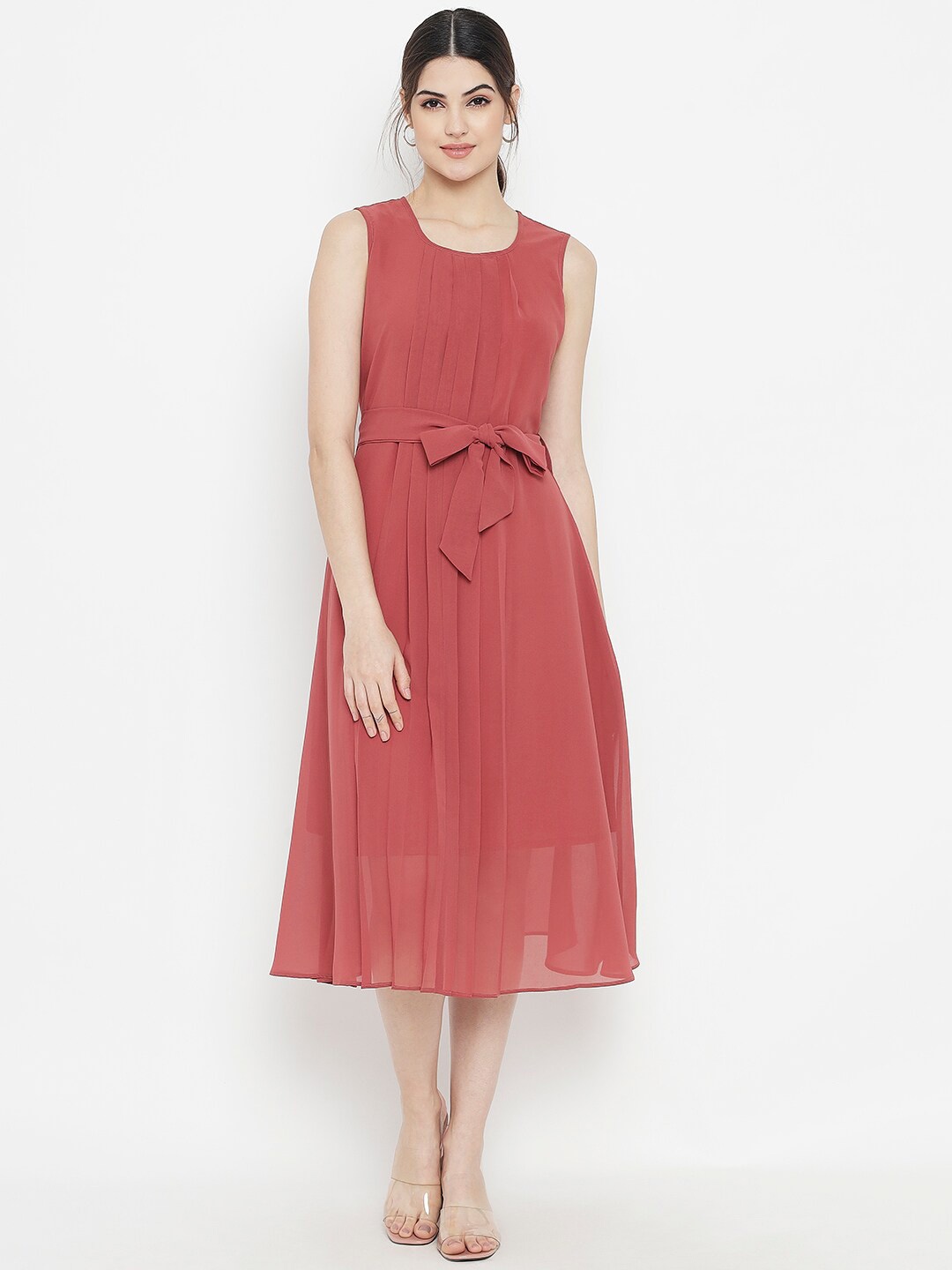 

Kannan Sleeveless Fit And Flare Dress, Rust