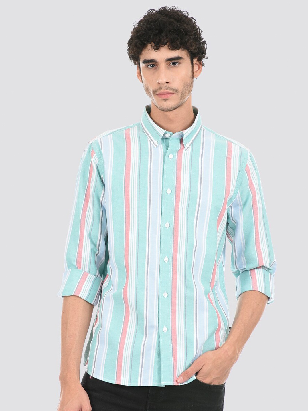 

LONDON FOG Men Multi Striped Casual Shirt, Green