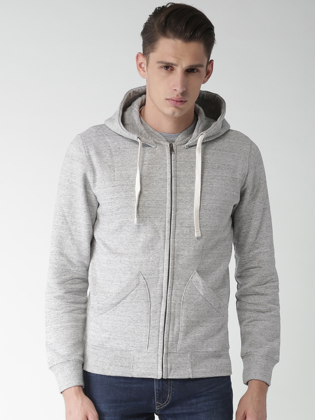 

Celio Men Grey Melange Solid Hooded Sweatshirt