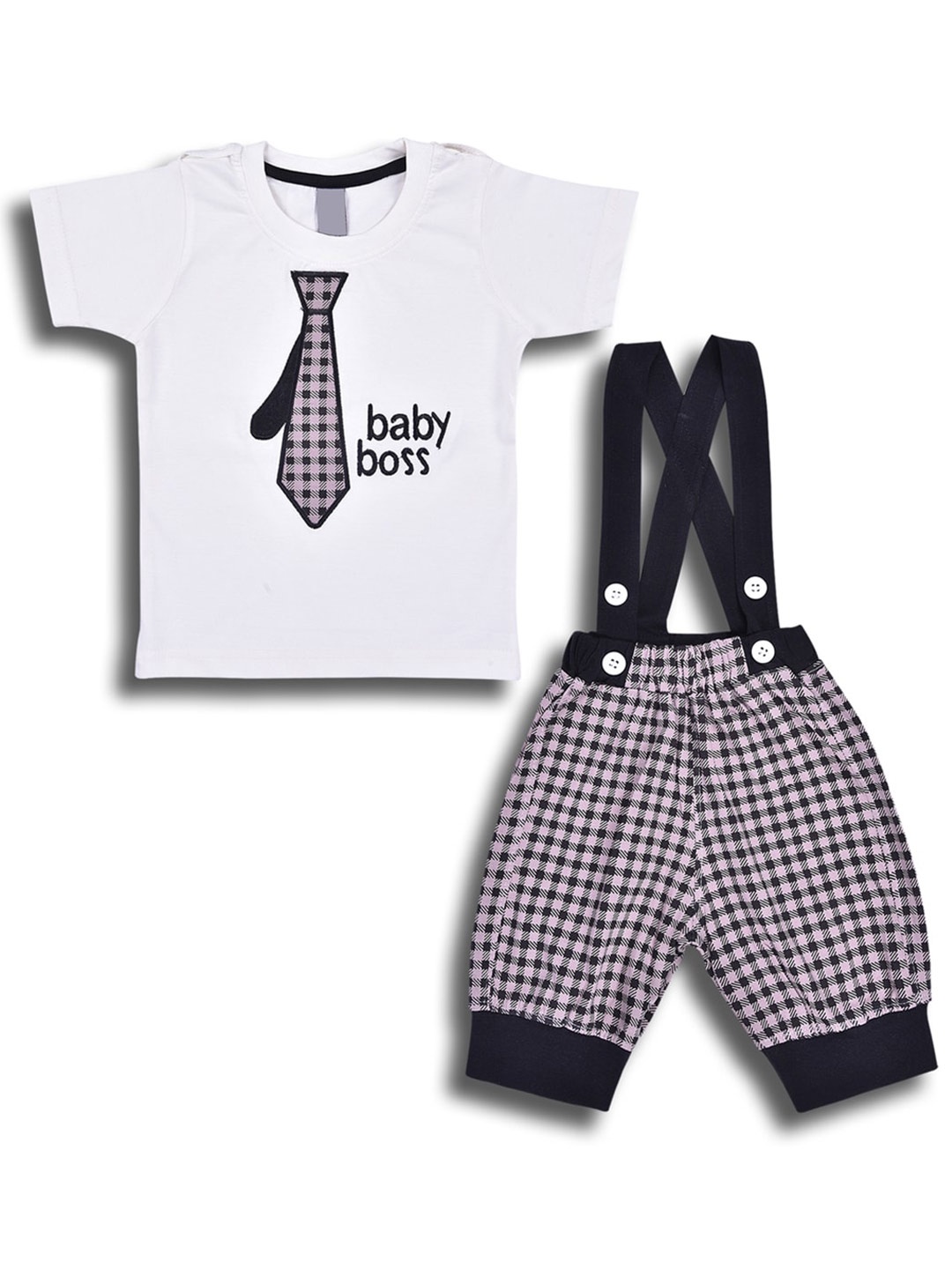 

Wish Karo Infant Boys Printed Cotton T-shirt with Shorts, White