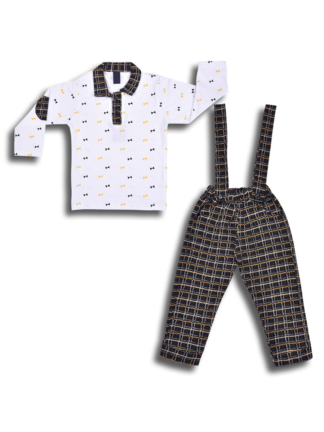 

Wish Karo Infant Boys Printed Cotton T-shirt with Trousers, White