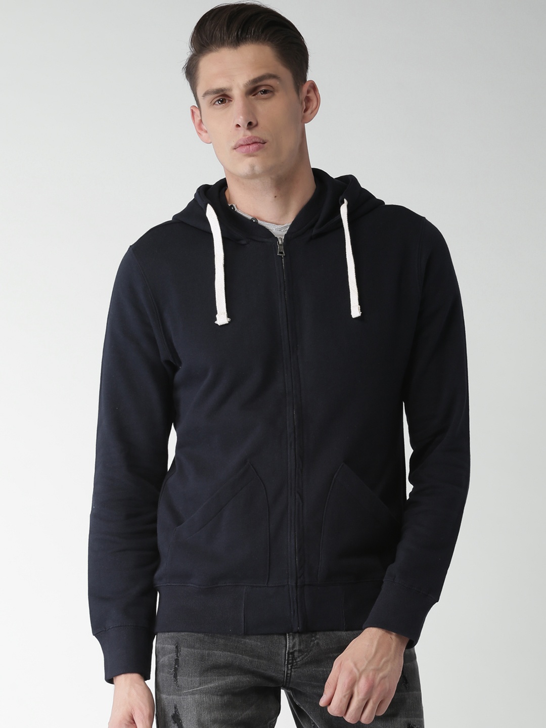 

Celio Men Navy Blue Solid Hooded Sweatshirt