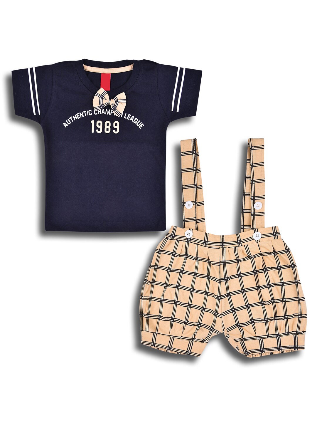 

Wish Karo Infant Boys Printed Cotton Shirt with Shorts, Navy blue