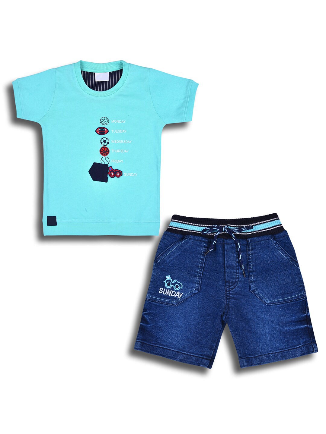 

Wish Karo Boys Printed T-shirt with Shorts, Blue