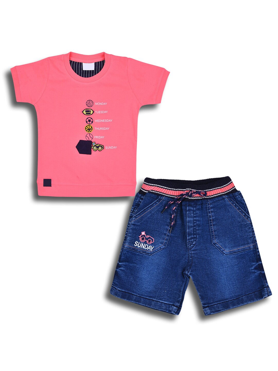 

Wish Karo Boys Printed T-shirt with Shorts, Pink
