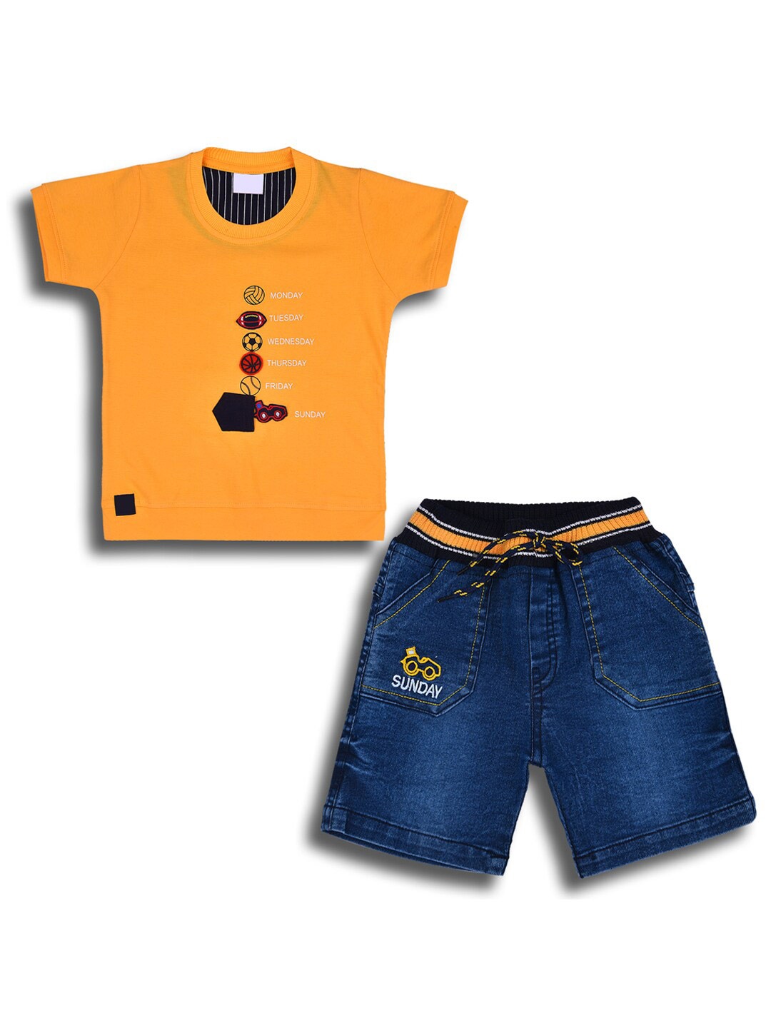 

Wish Karo Boys Printed T-shirt with Shorts, Yellow