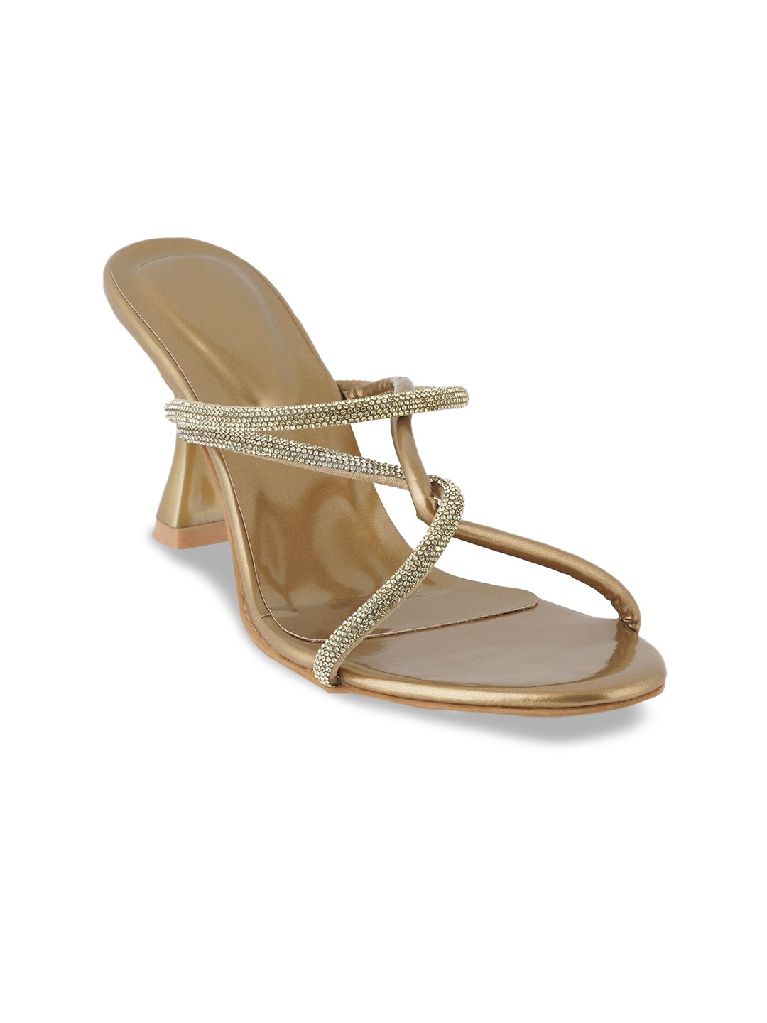 

SCENTRA Embellished Open Back Party Heels, Gold