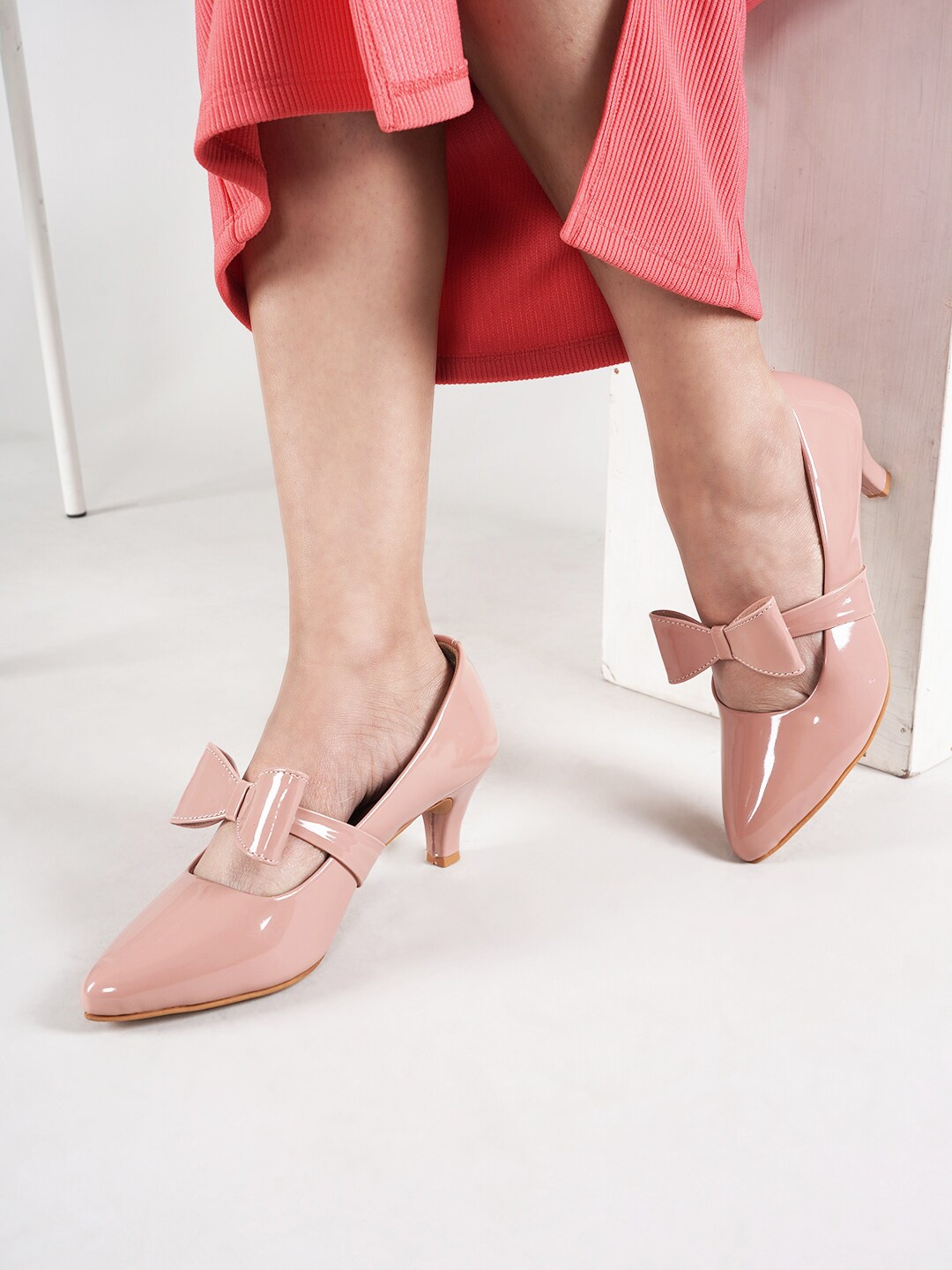 

SCENTRA Kitten Heels Mary Janes With Bows, Pink