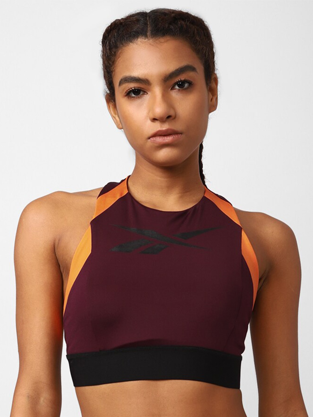 

Reebok Training Workout Ready Mesh Bralette Lightly Padded & Non-Wired Seamless Bra, Maroon