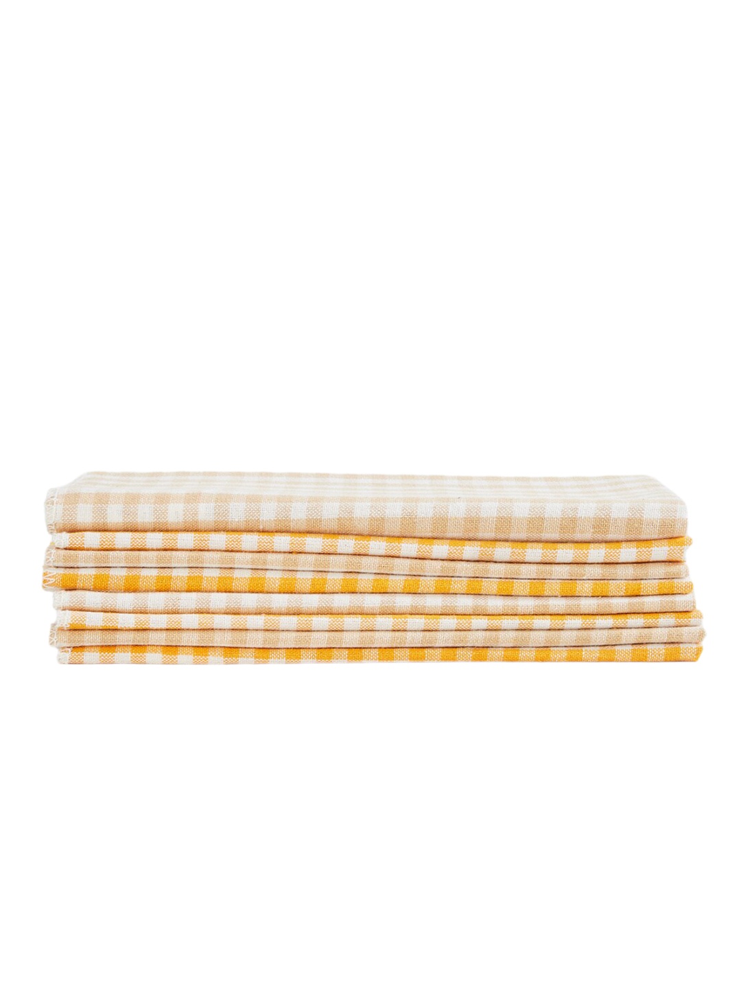 

Home Centre Retrieve 8 Pcs Yellow & White Cotton Checked Kitchen Towels