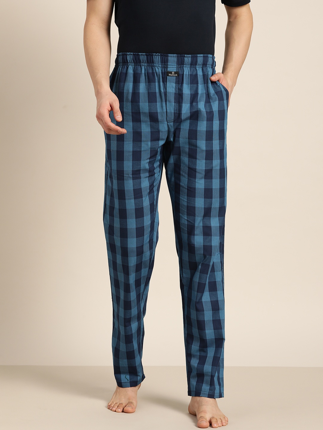 

Hancock Checked Lounge Pants, Navy blue
