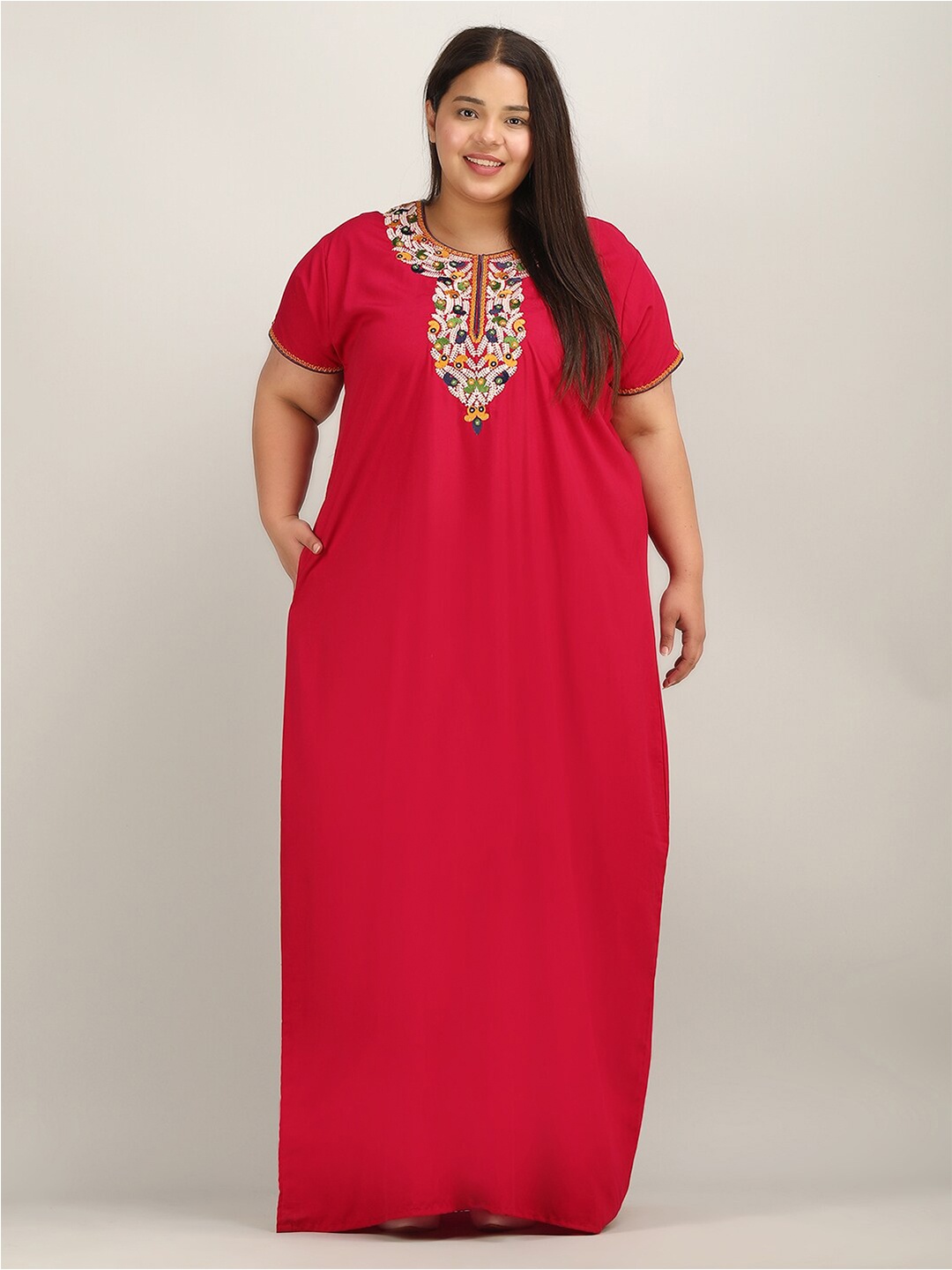 

KOI SLEEPWEAR Plus Size Embroidered Maxi Nightdress, Pink